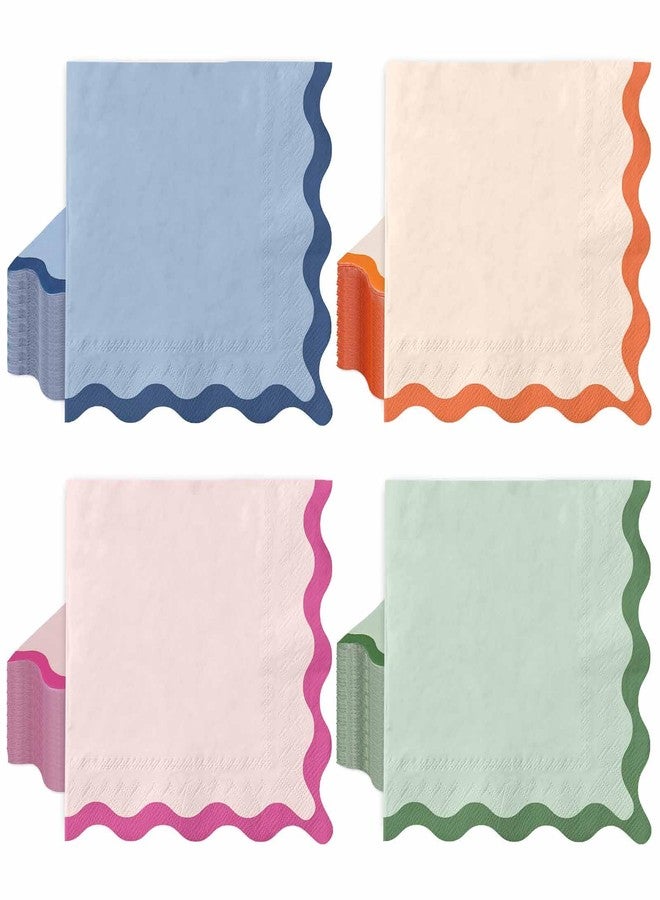 وولاين مجموعة مناديل غداء ورقية مزخرفة من والين، 100 قطعة، للاستخدام مرة واحدة، ألوان: أزرق، برتقالي، وردي، أخضر، مناسبة للحلويات والعشاء، مثالية لحفلات الزفاف وحفلات استقبال المولود. - Image 1